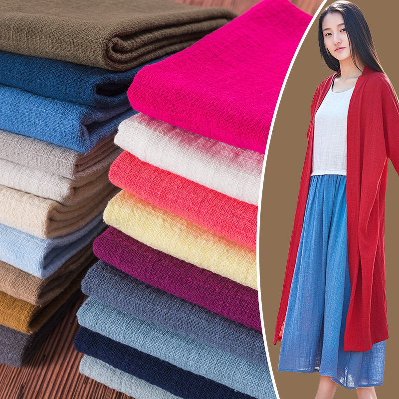 Wide 53" Crushed Bamboo Cotton Linen Slub Fabric Chinese Silk Crepe material clothing Cloth By the Half Yard-image-539040085