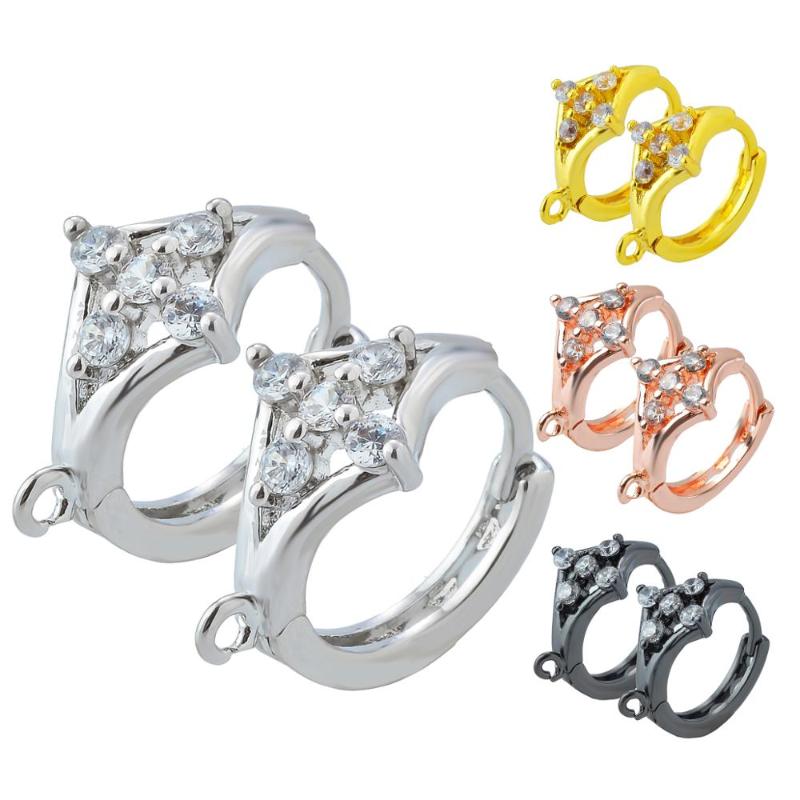 

Other 4 Colors Of Handmade Earrings Supplies Four-leaf Flower Zirconia Hook Jewelry Accessories Ladies DIY
