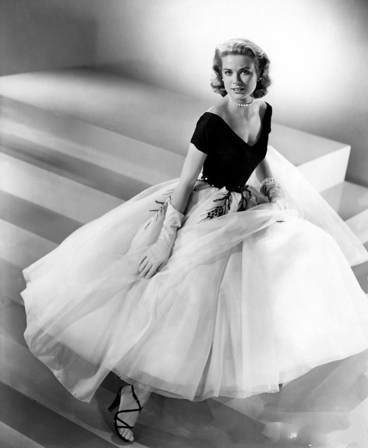 

Vintage 50's Off Shoulder Tea Length Prom Dress Grace Kelly of Monaco White and Black Formal Evening Dress Party Wear, Lavender