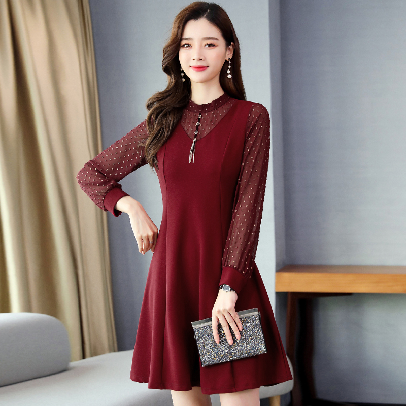 

Han edition small sweet spot gentle wind dress new wind false two-piece brim little tide, Black