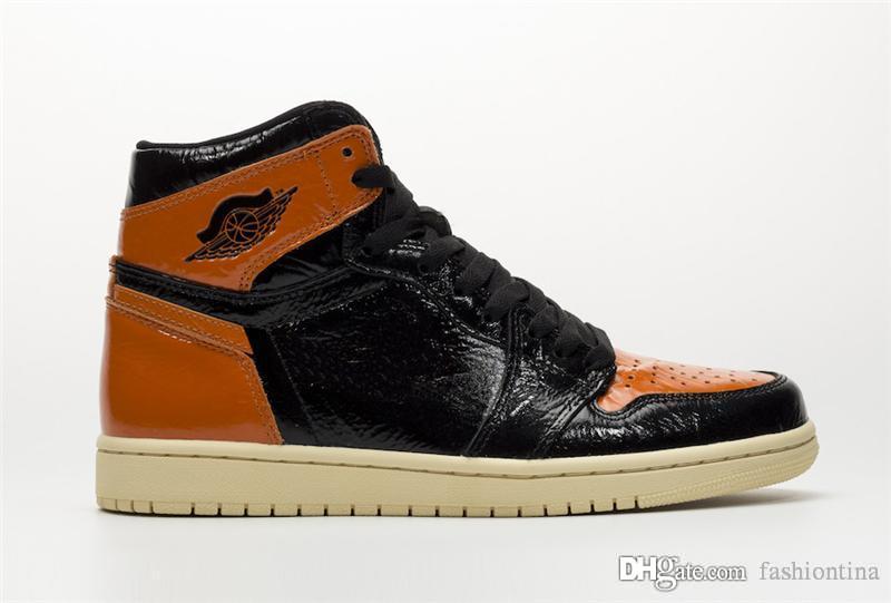 2019 New Released Authentic 1 Retro High OG Shattered Backboard 3.0 Black/Pale Vanilla-Starfish Men Basketball Shoes Sneakers 555088-028