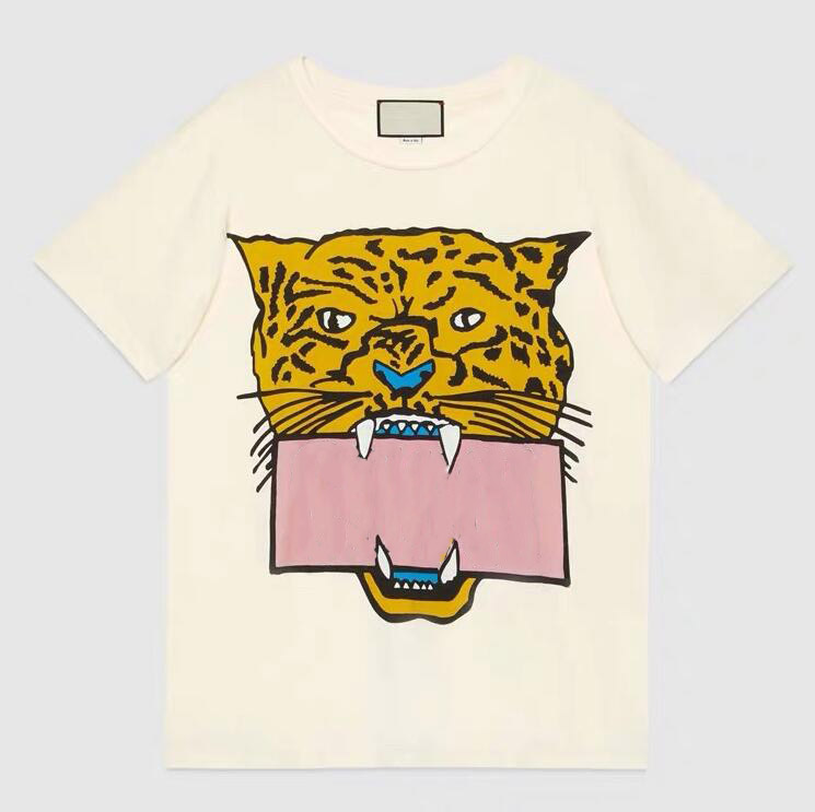 

Summer Fashion T Shirt for Women Tshirts with Letters Animal Pattern Short Sleeve Lady Tee Shirt Casual Tops 2 Colors Asian Size -2XL, White