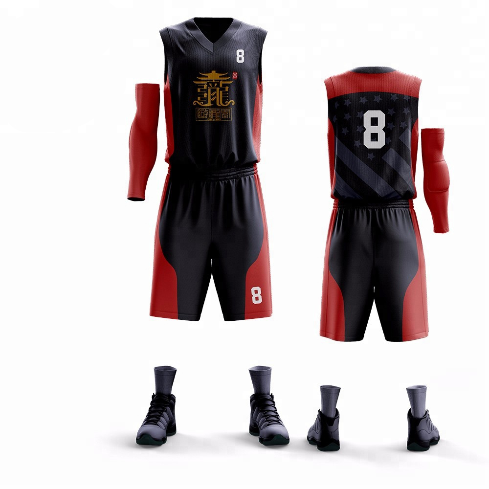 

Professional full sublimation basketball jersey set for team 2018 reversible basketball jerseys, As pic