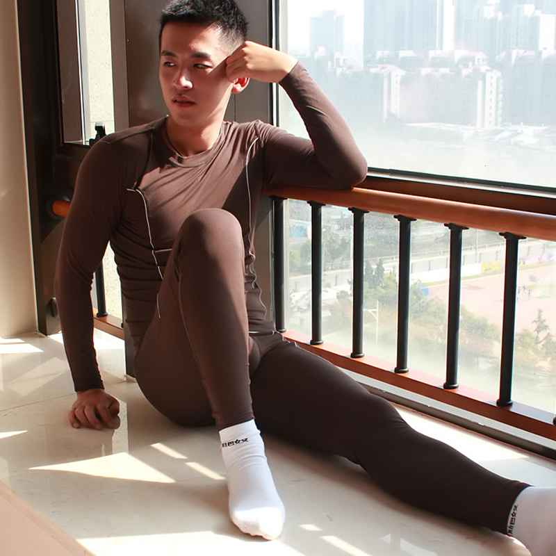 

Male underwear thin bamboo fiber Tight Sexy Low Rise long johns suit 3004TZ, Black