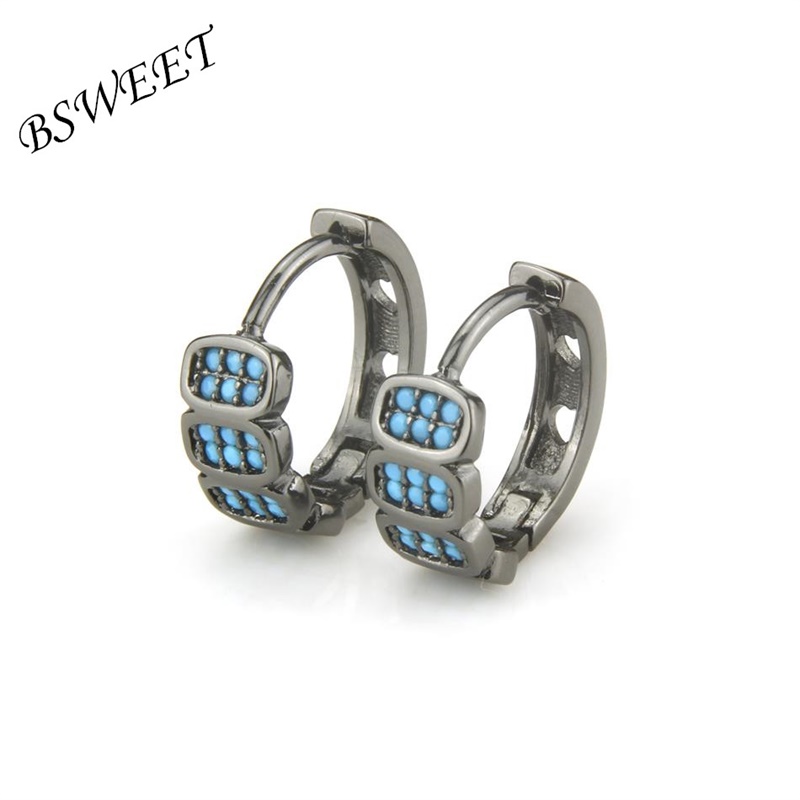 

Charm BSWEET Black Copper Blue 24 Stone Ring Earrings Ladies Fashion Party Simple Classic Wild Decorative Jewelry