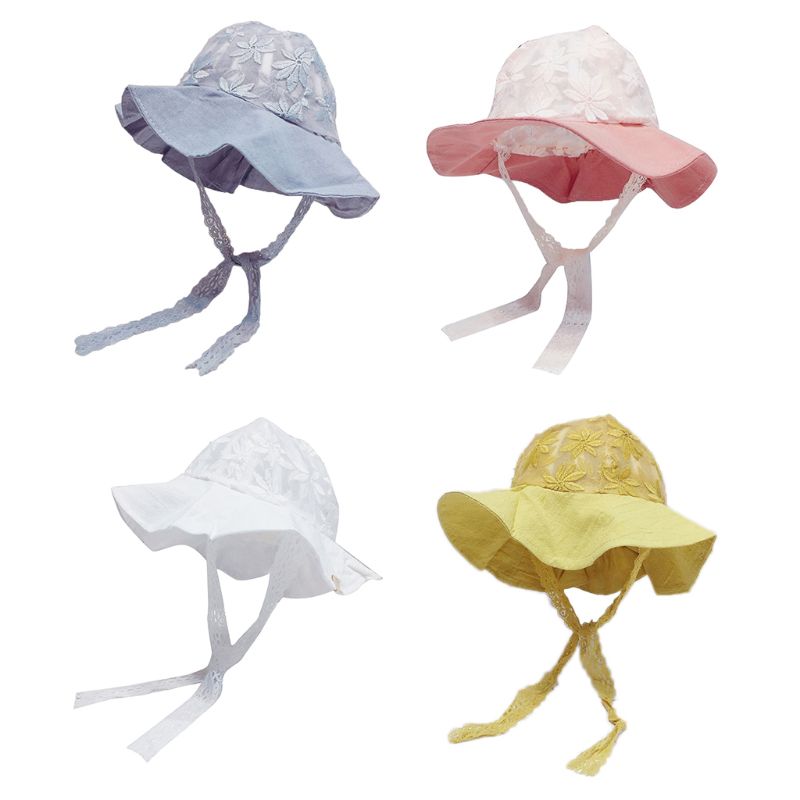 

Princess Newborn Fashion Cotton Lace Fisherman Hat Baby ,Sun Protection Cap Summer UV Protection Girls Bonnet, White