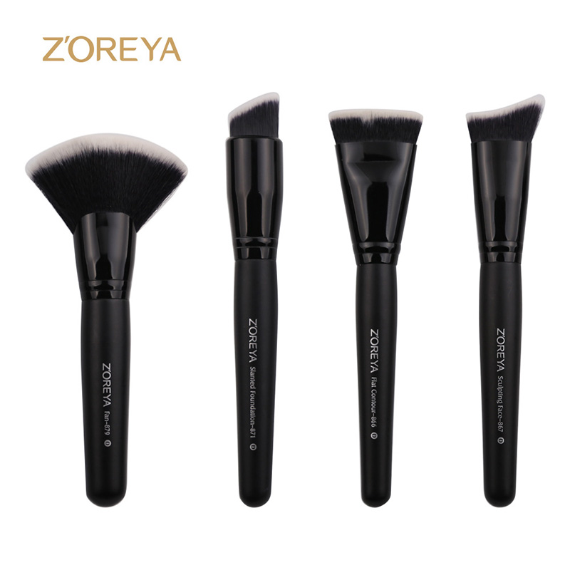 

Makeup Set Hot Sale 4 Man Made Fiber Black Wooden Handle Beauty Tools