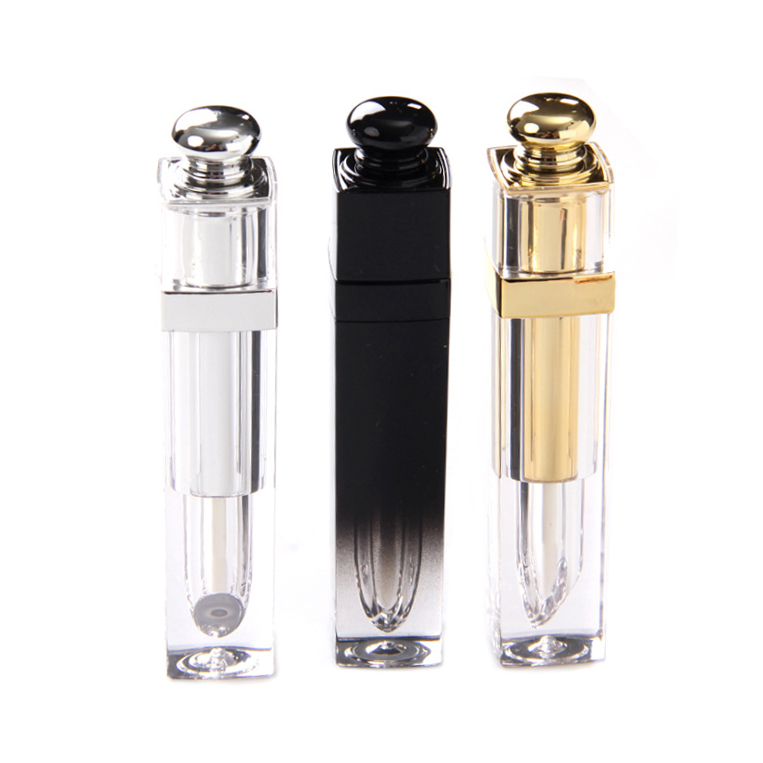 

4.5ML Upscale Lip Gloss Tubes Square Empty Lipgloss Lip Balm Containers with Screw Cap Gold and Silver