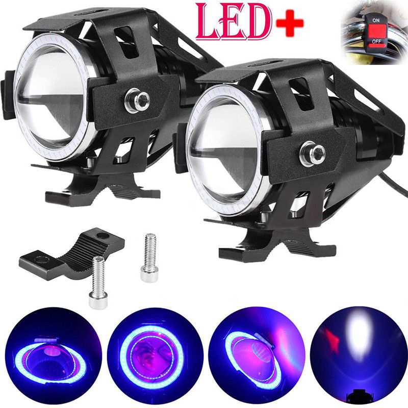 luz de trabajo auxiliar 2 focos de luz antiniebla de 12 V Mini U7 Angel Eyes LED para faros delanteros de motocicleta