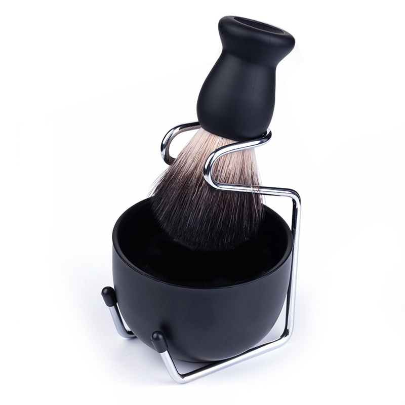 

Men's Shaving Brush Set Badger Hair Wood Handle Stainless Steel Foam Bowl Barber Men Facial Beard Cleaning Shave Tool HHA1184