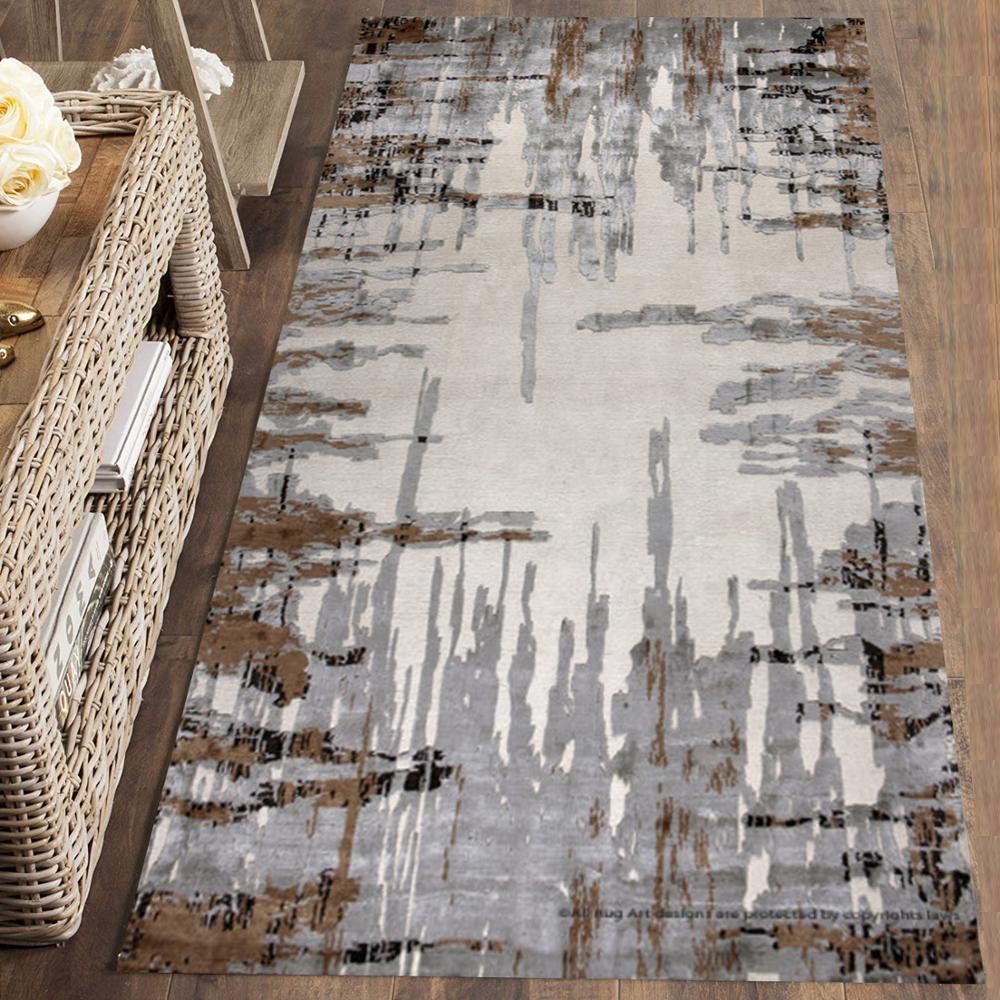 

Else Gray Brown Abstract Lines Nordec Scandinav 3d Print Non Slip Microfiber Washable Runner Mats Floor Mat Rugs Hallway Carpets, As pic