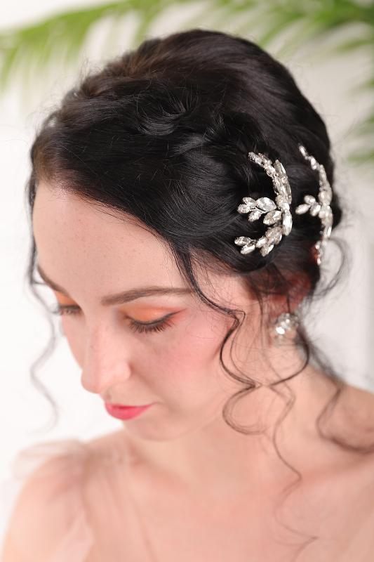 

Elegant Silver Handmade Rhinestones Hair pins sets chic Wedding Hair pins Bridal Headpieces party for women