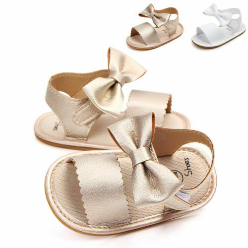 

18 Months Newborn Infant Baby Girls PU Leather Bowknot Sandals Princess Shoes, Gold