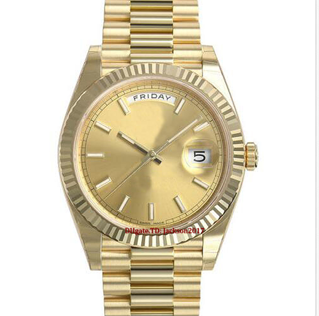

Original box certificate Casual Modern Men's Watches Day Date 228238 President 40mm Yellow Gold Champagne Index Dial Watch, Slivery;brown