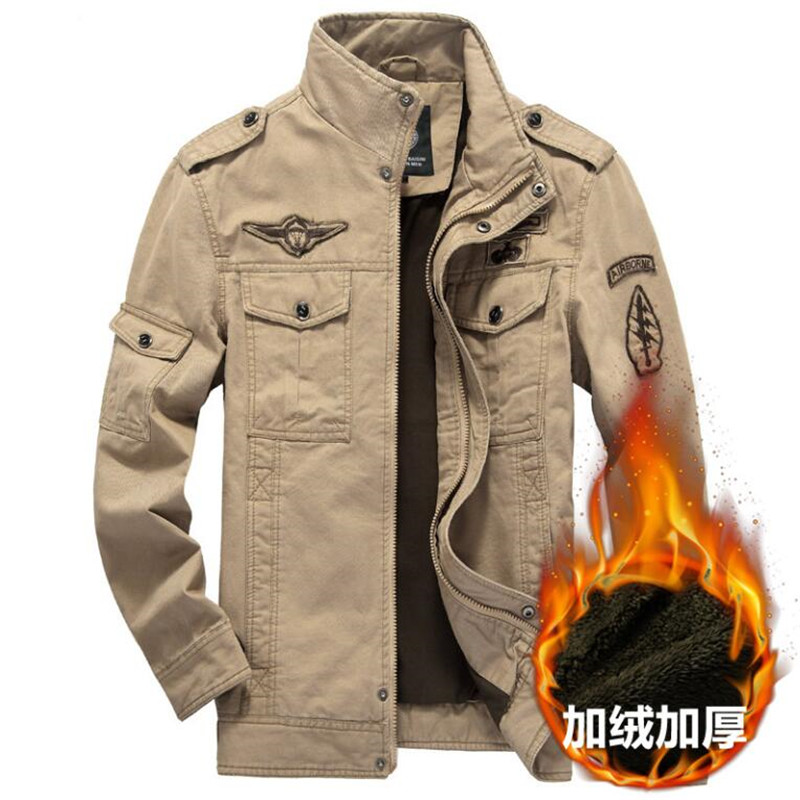 

KIMSERE Men Winter Warm Flight Bomber Jackets Coats Fleece Lined Thick Thermal Cargo Outerwear Style Plus Size -6XL, Black