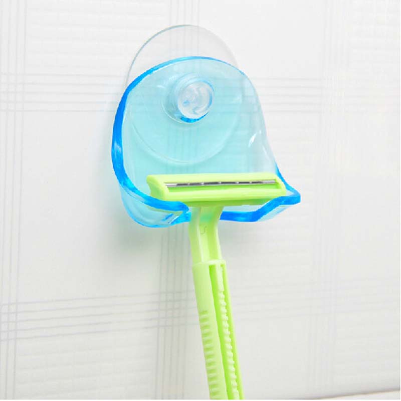 

Clear Blue Plastic Super Suction Cup Rack Bathroom Sucker Holder Suction Cup Shaver Storage Rack Set Bathroom Accessories F0236