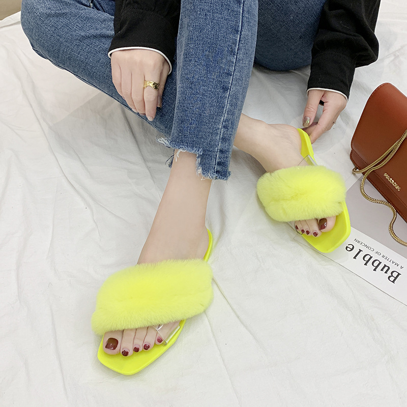 

Women Fluffy Slippers 2020 Summer New Shoes Slides Female Flat Plush Sandals Indoor Outdoor House Lady Footwear, Orange