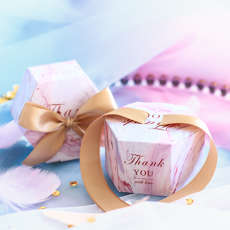 

New Creative Romantic Marbling style Candy Boxes Wedding Favors and Pink Gifts Box Party Supplies Baby Shower Paper Sweet Chocol