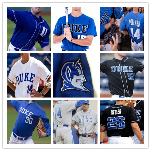 

Custom Duke Blue Devils College Baseball 3 Chris Crabtree 7 Marcus Stroman 9 Griffin Conine Ryan Day Adam Laskey Jersey White Black S-4XL