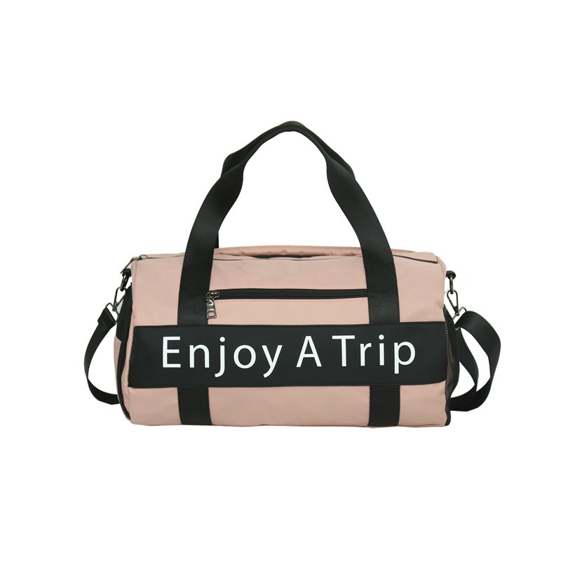

Oxford cloth letter shoe position training yoga swimming sport fitness bag tide wet and dry separation Unisex travel luggage bag, Pink-small size