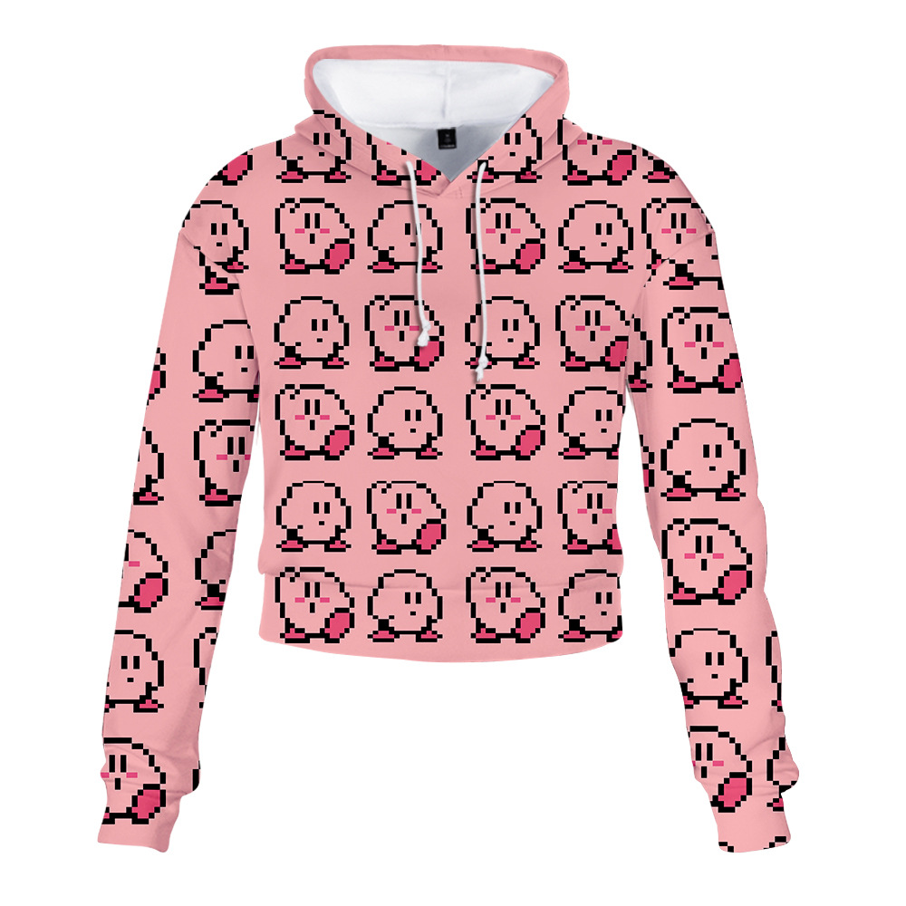 

Anime Kirby Crop Top Hoodie Women Girls Cropped Sweatshirts Cute Cartoon Long Sleeve Pullover Streetwear Teens Tops Cosplay, 002