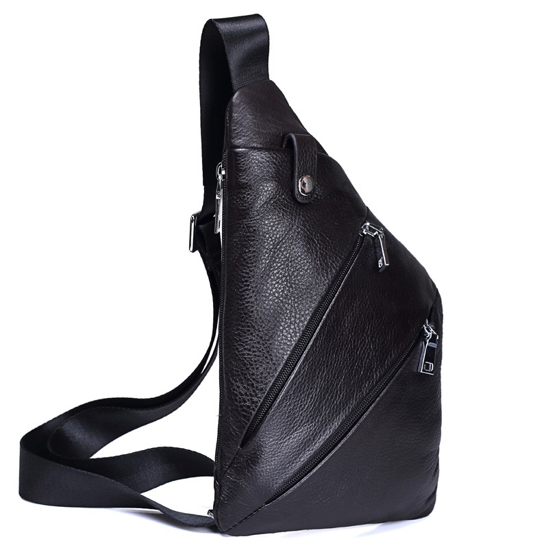 

2020 NEW Genuine Leather Men Chest Bag Fashion Crossbody Bag Men Messenger Bags Cow Leather Travel Pack For Male Shoulder, Black