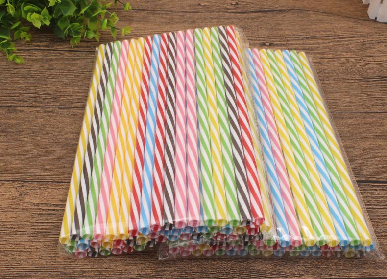 

230mm Reusable plastic Straws Fit Colored Hard Plastic Striped Straws for 20 ounce 30 ounce mug Mason Jar 200pcs