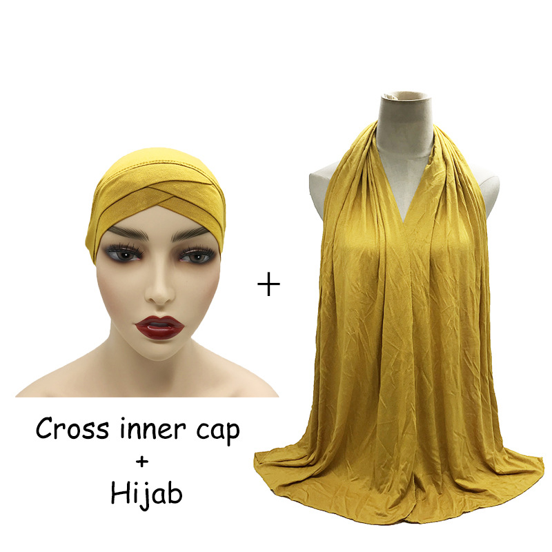 

Modal India Cap And Hijab Muslim Inner Hijab Cap Islamic Turban Head Wear Hat Underscarf Elasticity Bottoming Hood Head Cover