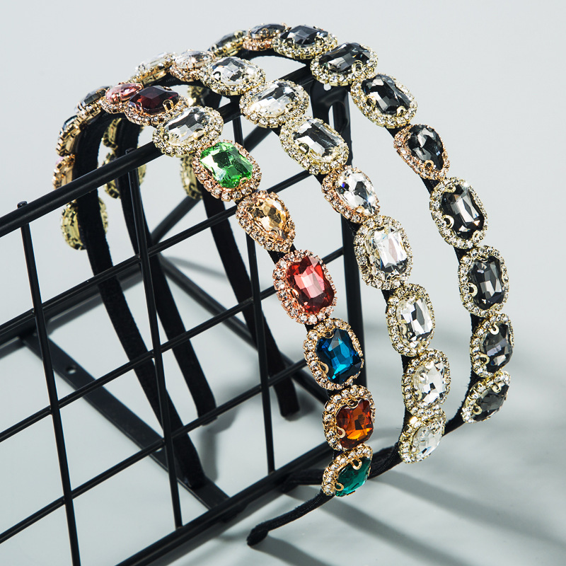 

High quality simple hair accessories Super Flash full diamond hair band female ins thin edge headband