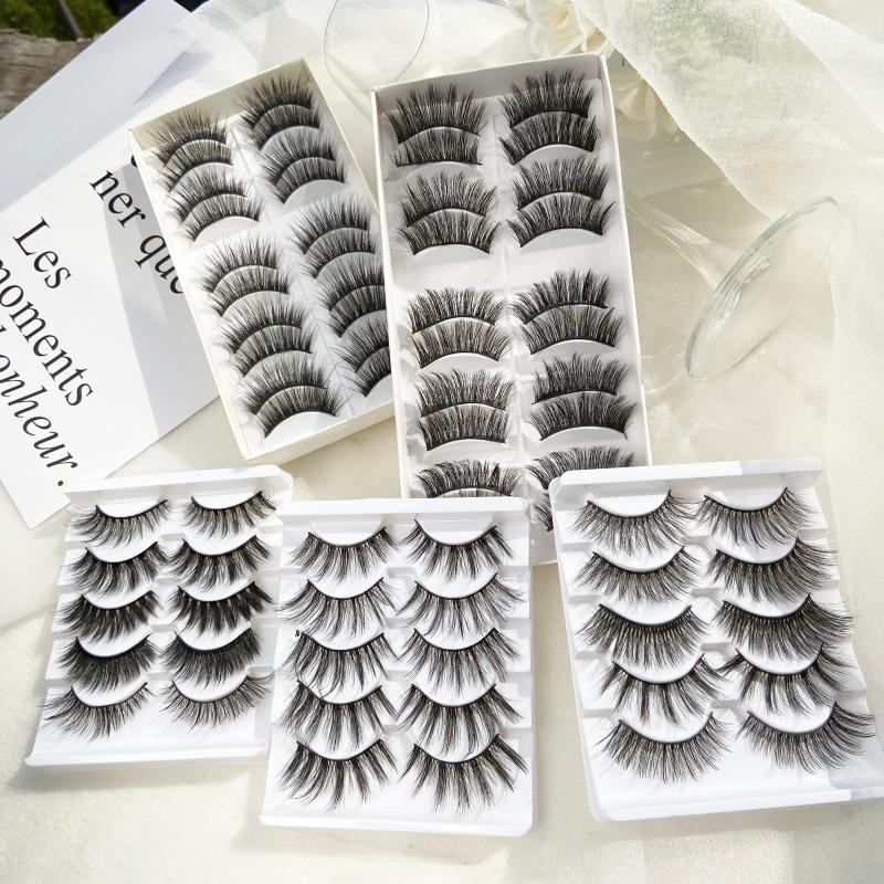 

5/10 Pairs Thick 3D Mink Eye Lashes For Woman Drop Shipping Black 15-25mm Long Eyelash Cheap False Eyelashes 2020 New lashes