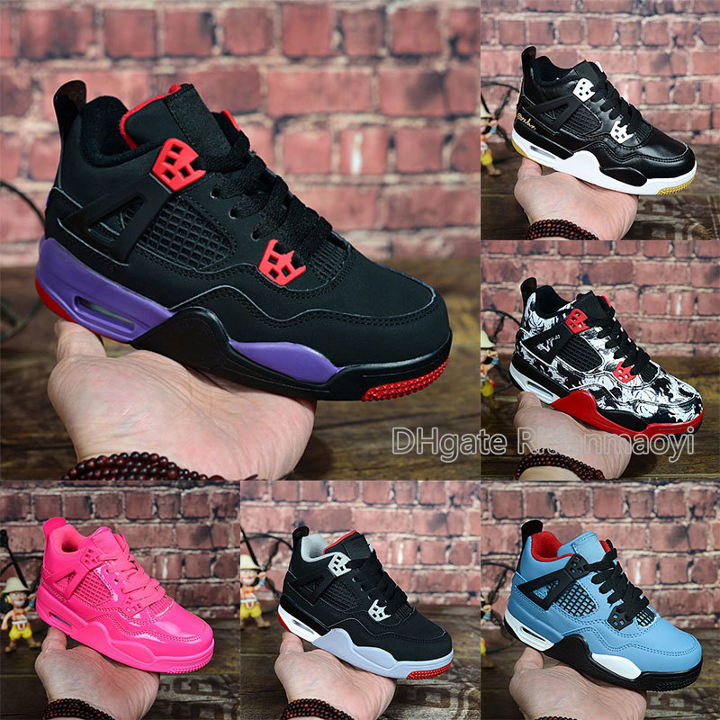 

Top quality Summer 4s Sneakers Black Basketball Shoes New jam 4s Sneakers kids lights trainers Eur 28-35 Chaussures Enfant