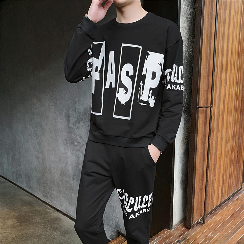 

Polyester Tracksuit Printed Men 2 Piece Sweatsuit For Men Full Tracksuit Mens Tracksuits 2019 Fall Clothing For New II50NSTZ, Black