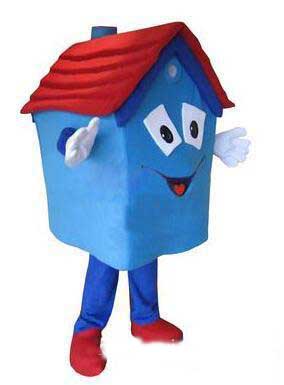 

2019 factory sale hot Blue House Mascot Costume Fancy Party Dress Halloween Carnival Costumes Adult Size, As pic