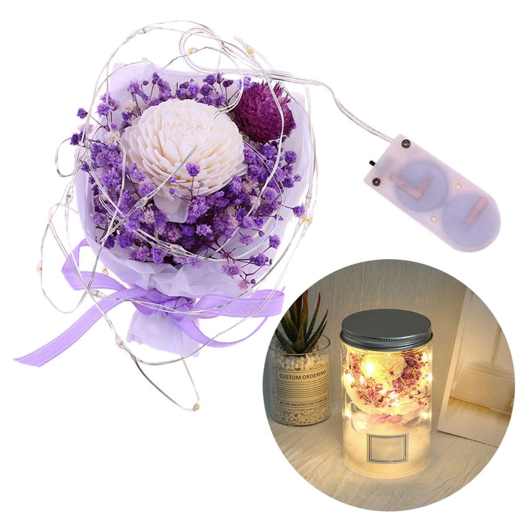 

Forever Flower Foam Rose Dried Gypsophila Preserved Eternal Flower with LED Light Valentine's Day Birthday Gift, Blue