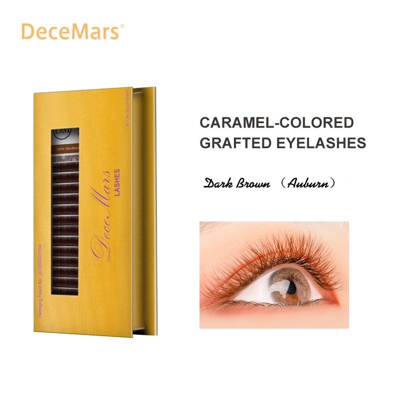 

DeceMars Brown Eyelash Extension JBCD Curl 8-15 Mix length Individual Auburn Eyelash Extension Brown Lash for Salon Use