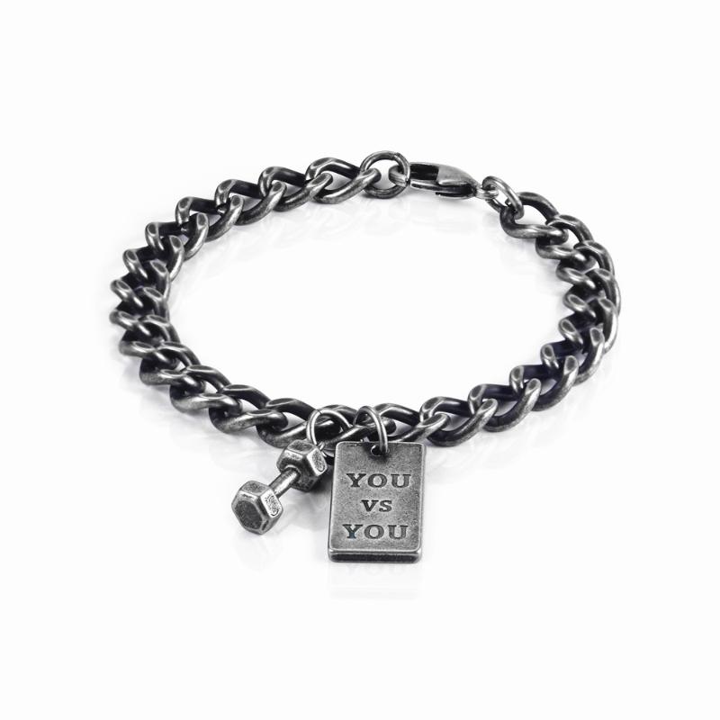 

Inspirational Fitness Dumbbell Square Brand Bracelet For Men Boy Vintage Chain Link Bracelets Stainless Steel Male Punk Jewelry