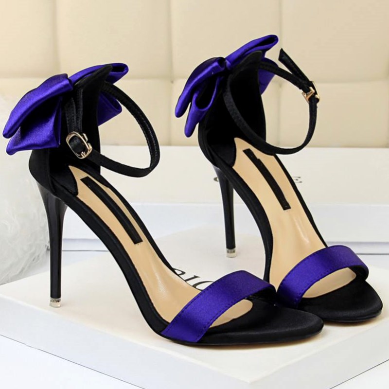 

EOEODOIT Women Sandals With Big Knot Summer Fashion High Heels Party Club Shoes Stiletto Heels Open Toe Ankle Buckle Shoes, Black
