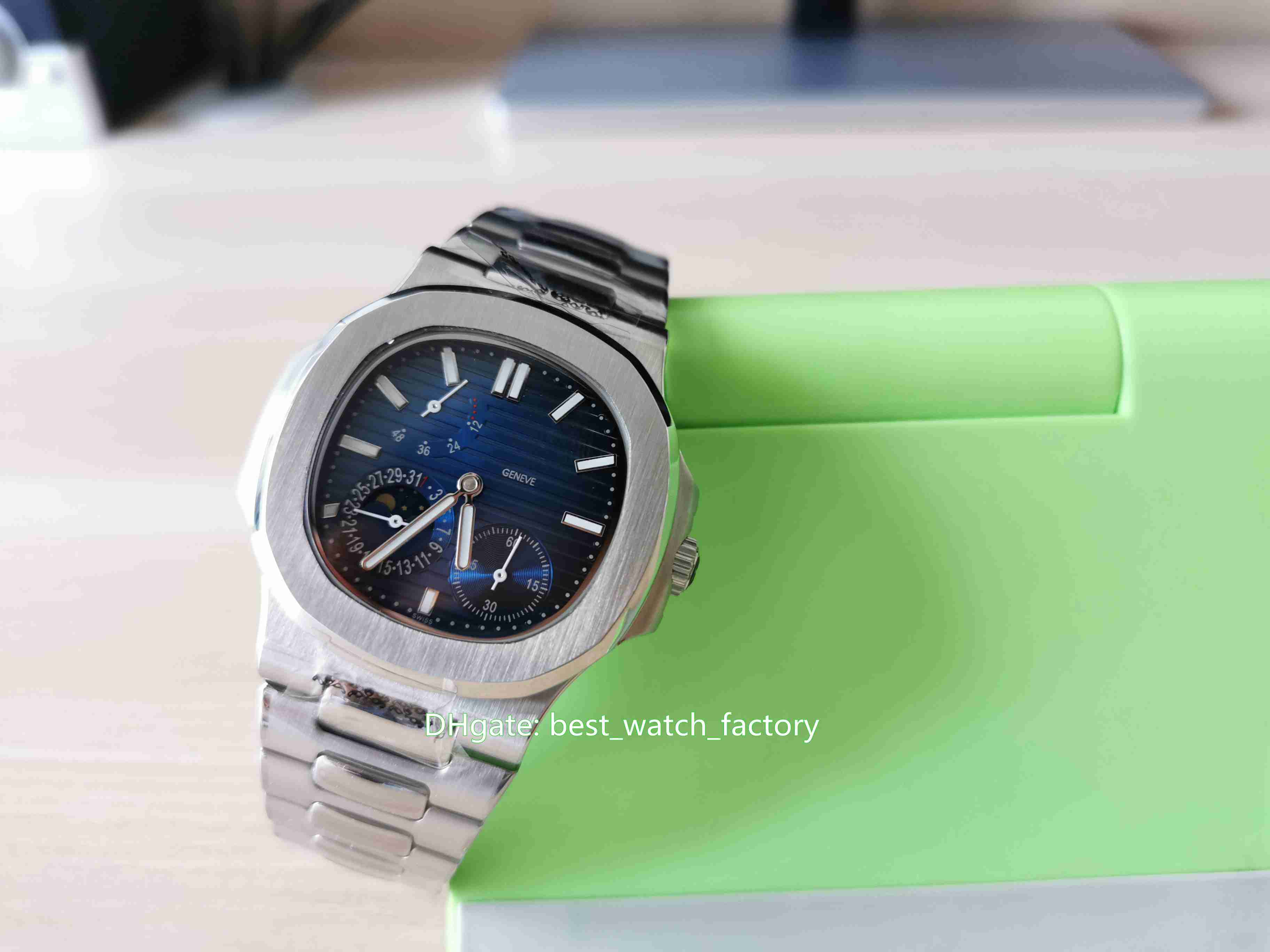 

Hot Items Top Quality Classic 40.5mm Nautilus 3712/1A-001 Power Reserve Sapphire Glass Transparent Mechanical Automatic Mens Watch Watches, No box papers