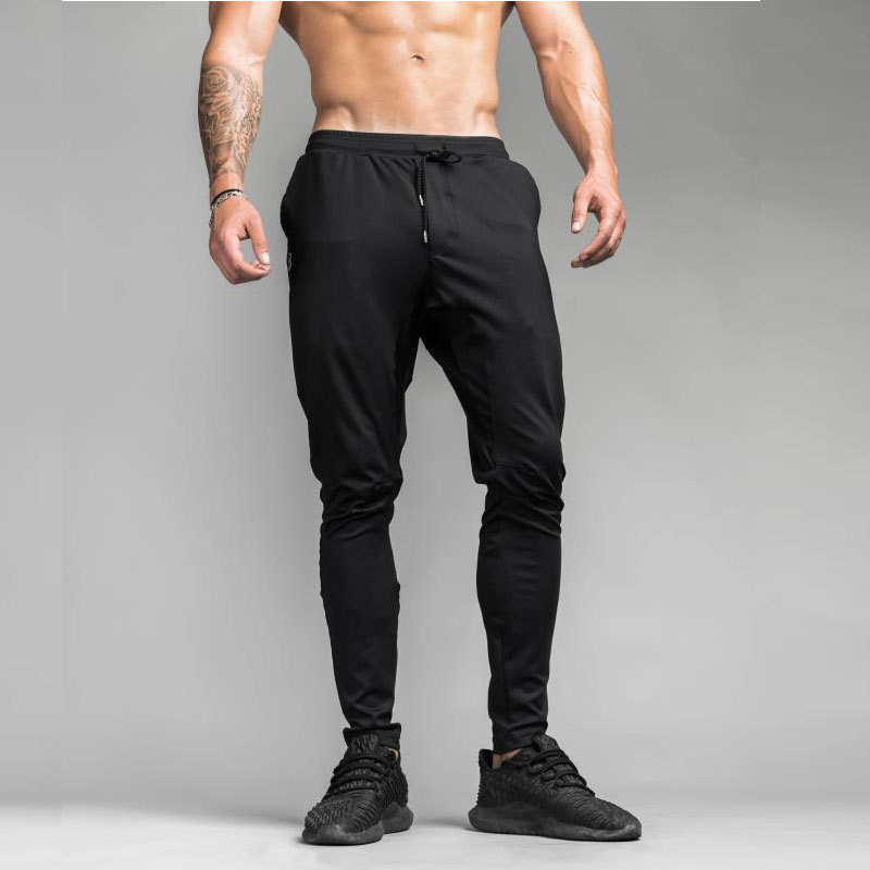

Muscle Men Gym Fitness Workout Pants Solid Color Casual Pants Hot Running Sport Compression Breathable Sportswear Training, Black