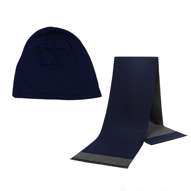 

Winter Beanie Hat Men Hat Scarf Solid Color Warm Cotton Scarf Set Male Female Sports Set 2 Pcs