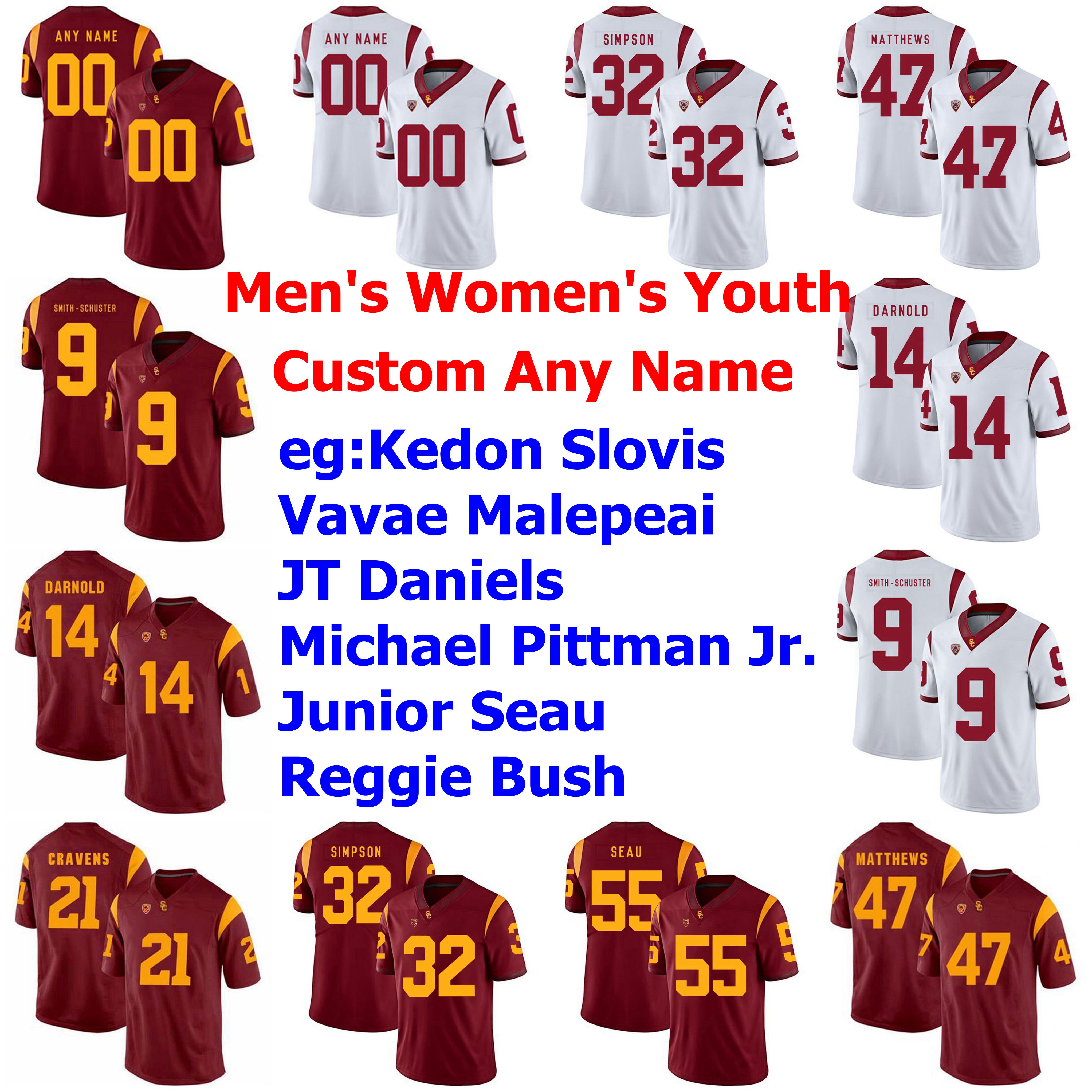 

NCAA USCÂ Trojans College Football Jerseys Womens Kids Youth Matt Barkley Jersey Adoree' Jackson Kedon Slovis Vavae Malepeai Custom Stitched, Black