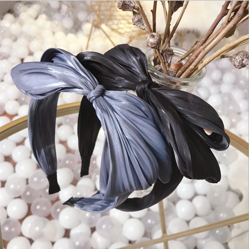 

High-end boutique hair accessories women's fabric pleated large bow wide-brimmed headband headband versatile hair band headwear