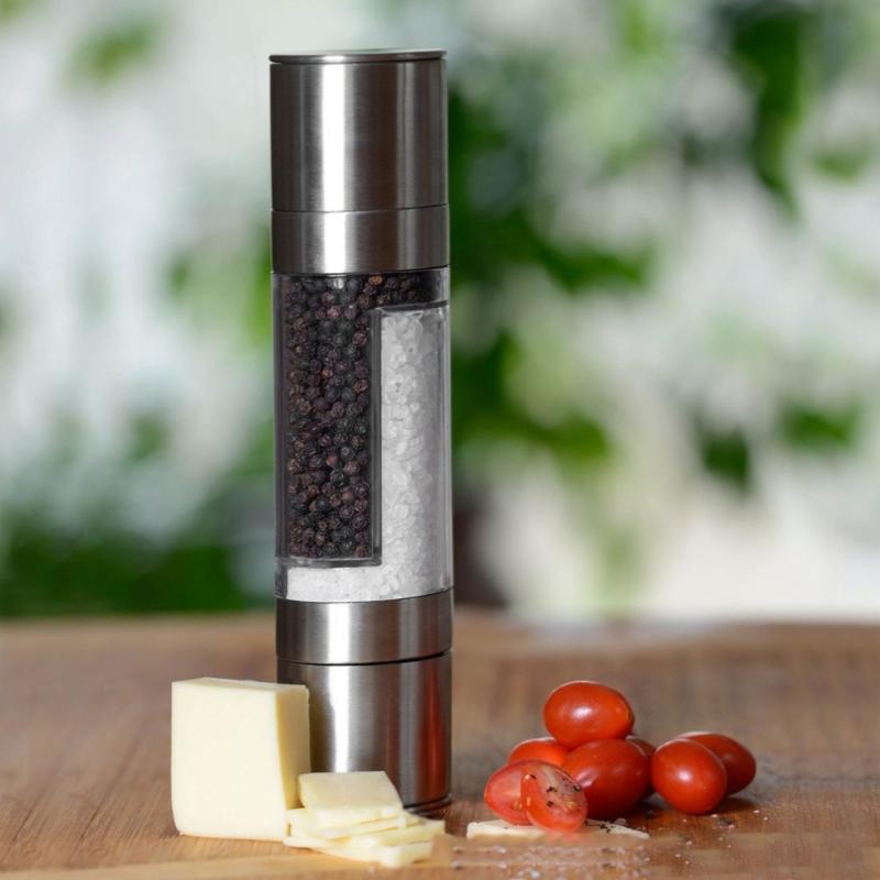 

2 In 1 Stainless Steel Manual Pepper Salt Spice Mill Grinder Seasoning Kitchen Tools Grinding for Cooking Restaurants