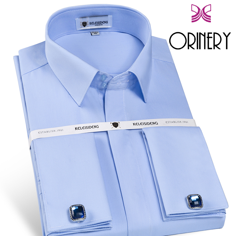 

ORINERY 2018 New Arrival French Cuff Mens Shirt With Cufflinks Fashion Brand Long Sleeve Camisa Masculina Dress Shirt Size -4XL, F5521