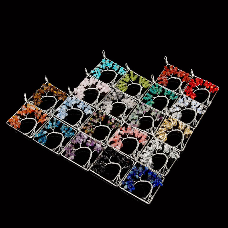 

Hot Sale New Arrival Tree of Life Lovers Necklace Jewelry Men Women Natural Crystal Pendants With Chains