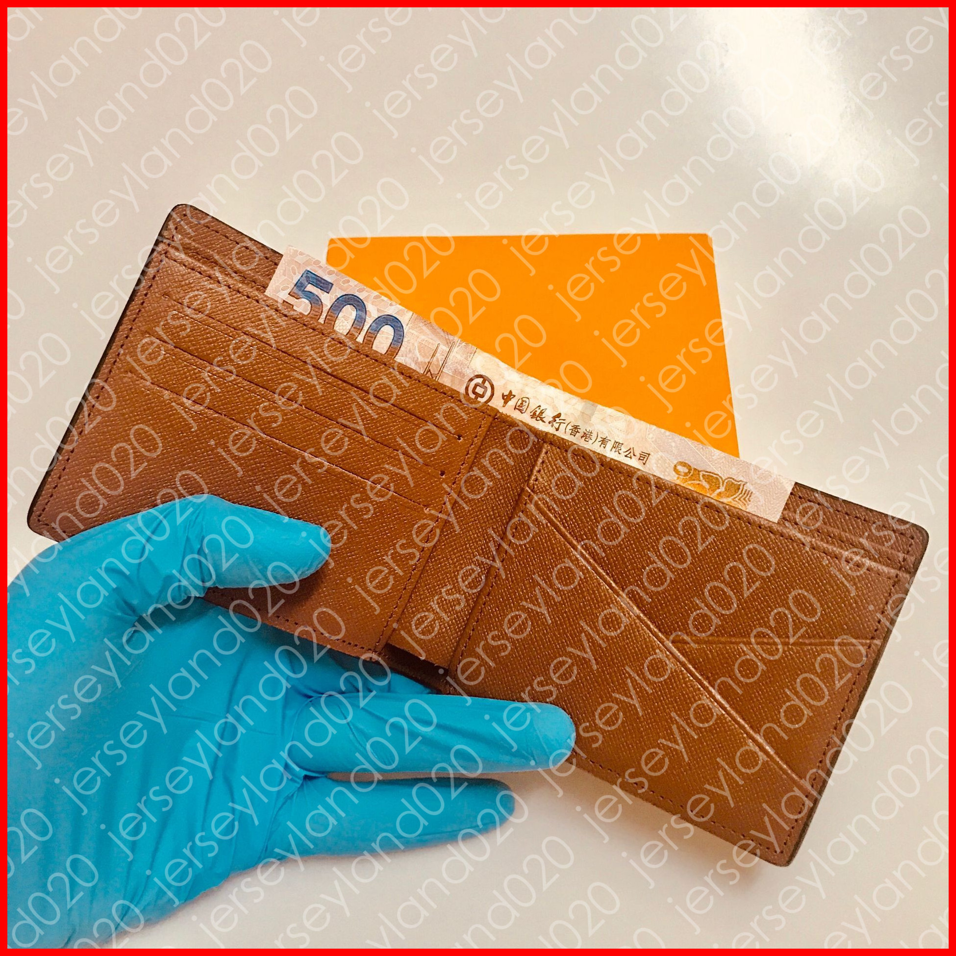 

MULTIPLE WALLET M60895 Men's Designer Fashion Compact Short Slender Wallet Luxury ID Card Holder Pocket Organizer Black Damier Canvas N62663, Brown flowers letters