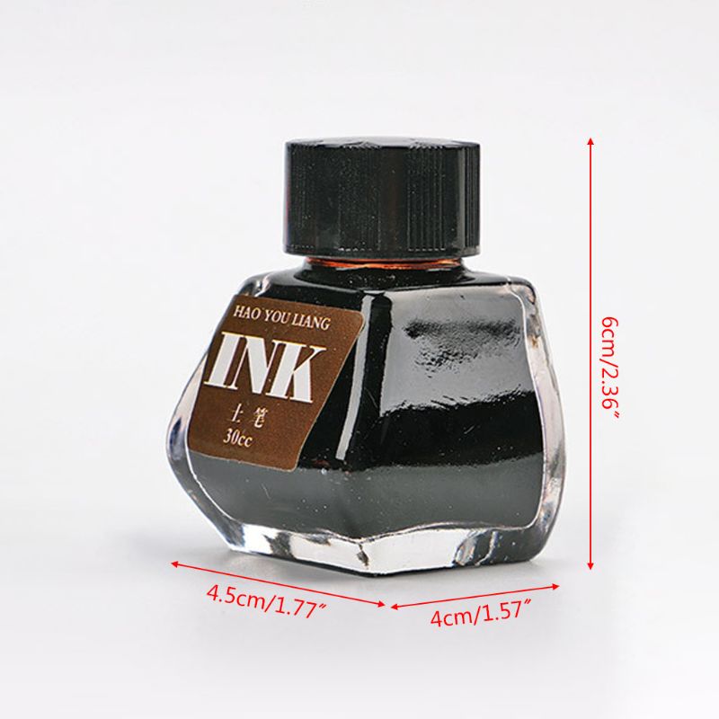 

30ml Bottled Glass Smooth Writing Fountain Pen Ink Refill School Student Stationery Office Supplies 16 Colors, Red