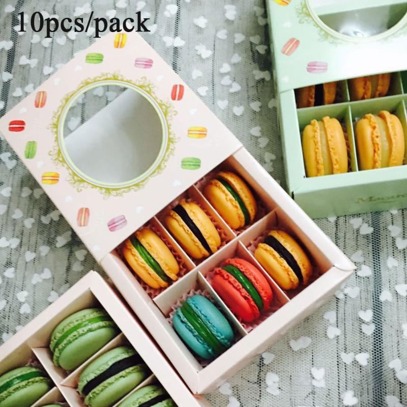 

10pcs Macarons Box Packaging Box With Clear Window Portable Macaron Containers Storage Case For Dessert Shop Party Favors