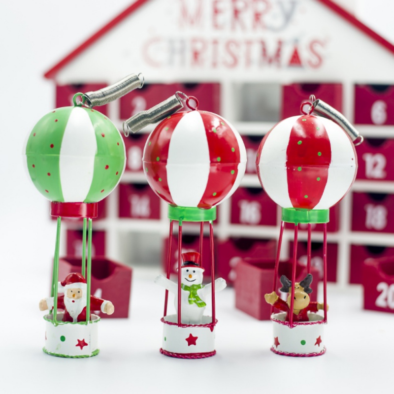 

1PC Christmas Tree Hot Air Balloon Pendants DIY Santa Claus Xmas Tree Deer Ornaments Christmas Party Decoration Kids Gift