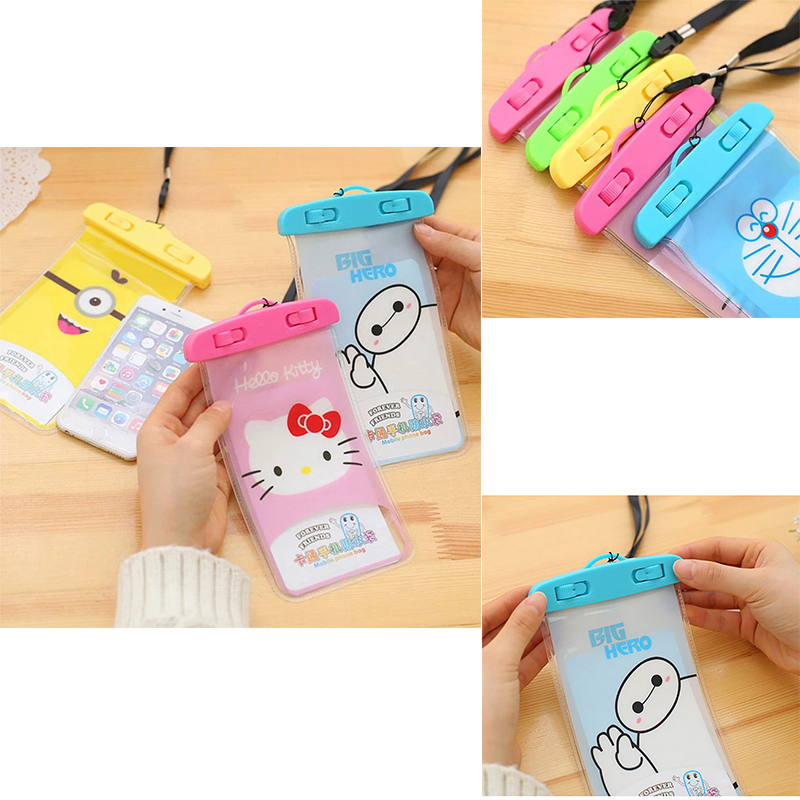 

cartoon transparent outdoor designer fannypack swimming mobile phone waterproof bag hanging neck water sports mobile phone protective cover